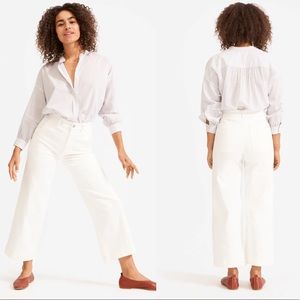 Everlane Wide Leg Crop Pants White Bone Size 8 NEW